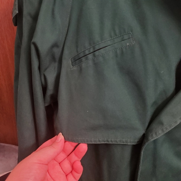 Club 5.4 Vintage Green Petite Trench Coat - Picture 12 of 16